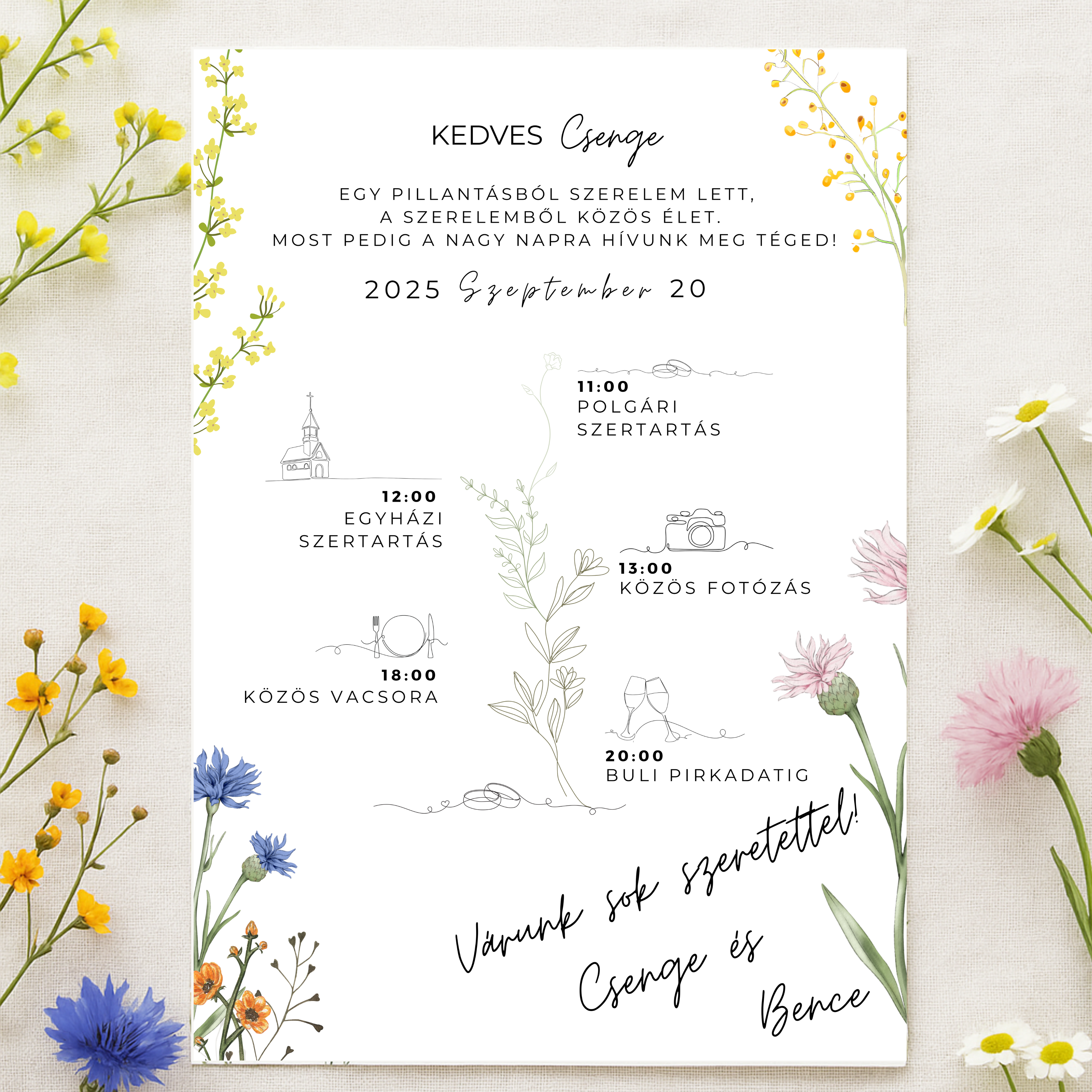 Réti virágos meghívó - A6